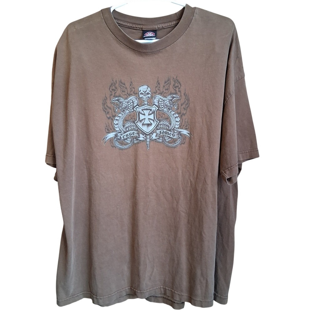 West Coast Choppers Long Beach CA VTG vintage Jesse James Graphic Tee 2XL Brown